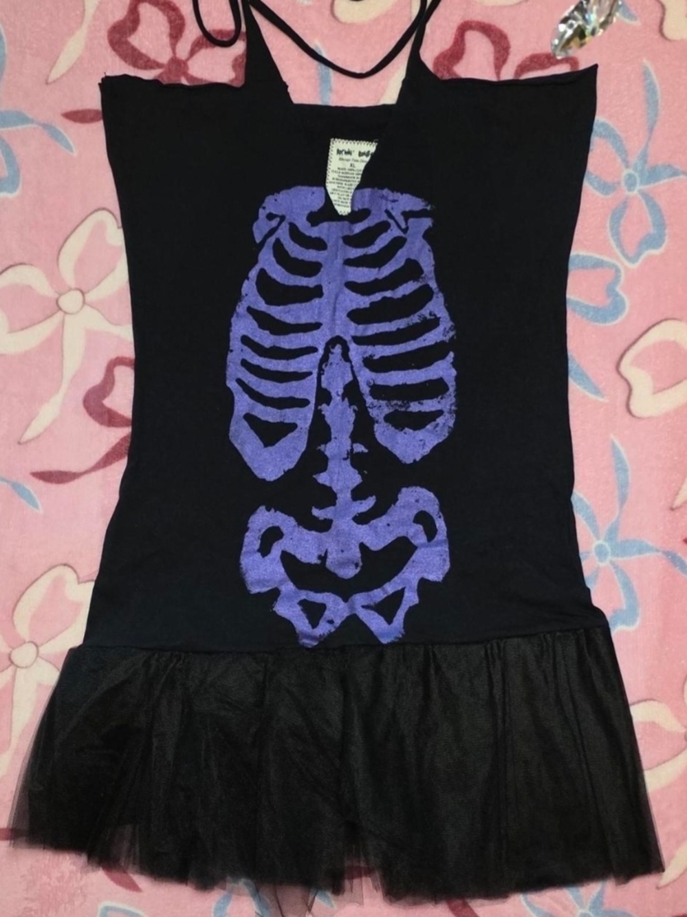 Rockin' Bones Black & Purple Skeleton Ribcage Tutu Dress XL Tulle Alternative